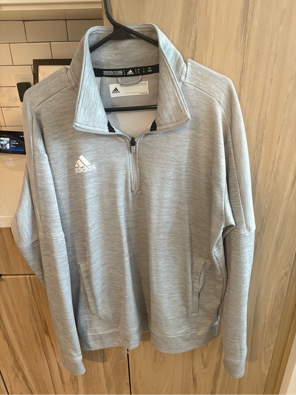 adidas Heather Light Gray 1/4 Zip Pullover